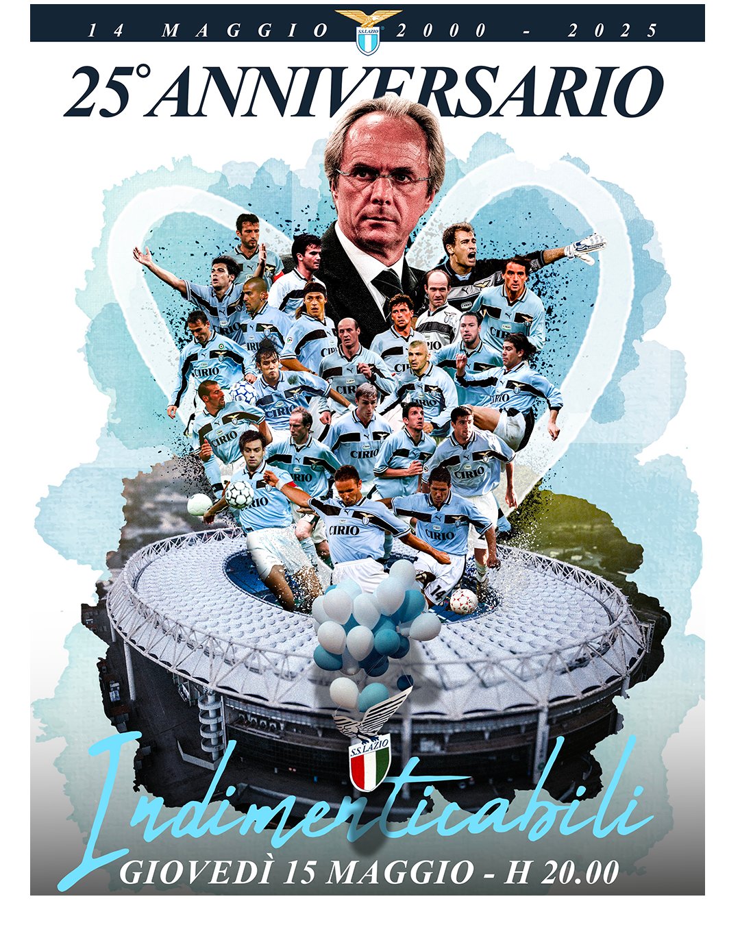 Locandina evento “Indimenticabili” - Lazio, 25° anniversario Scudetto 2000